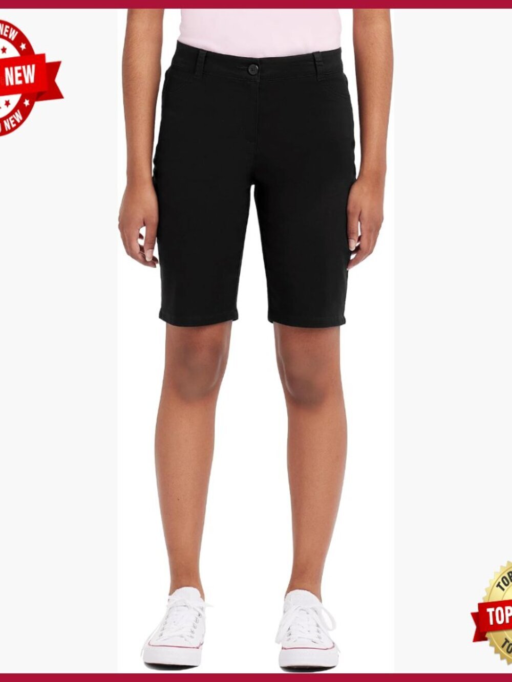 Uniform Bermuda Shorts, Skinny Fit, Stretch Twill, 9.25" Inseam